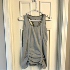 Athleta Women’s Cinched Ruched Grey Striped Racerback Tank Top